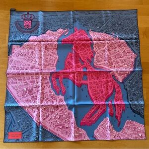 Hermès Rare La Cite Cavaliere Pink and Blue Silk Scarf - NWOT